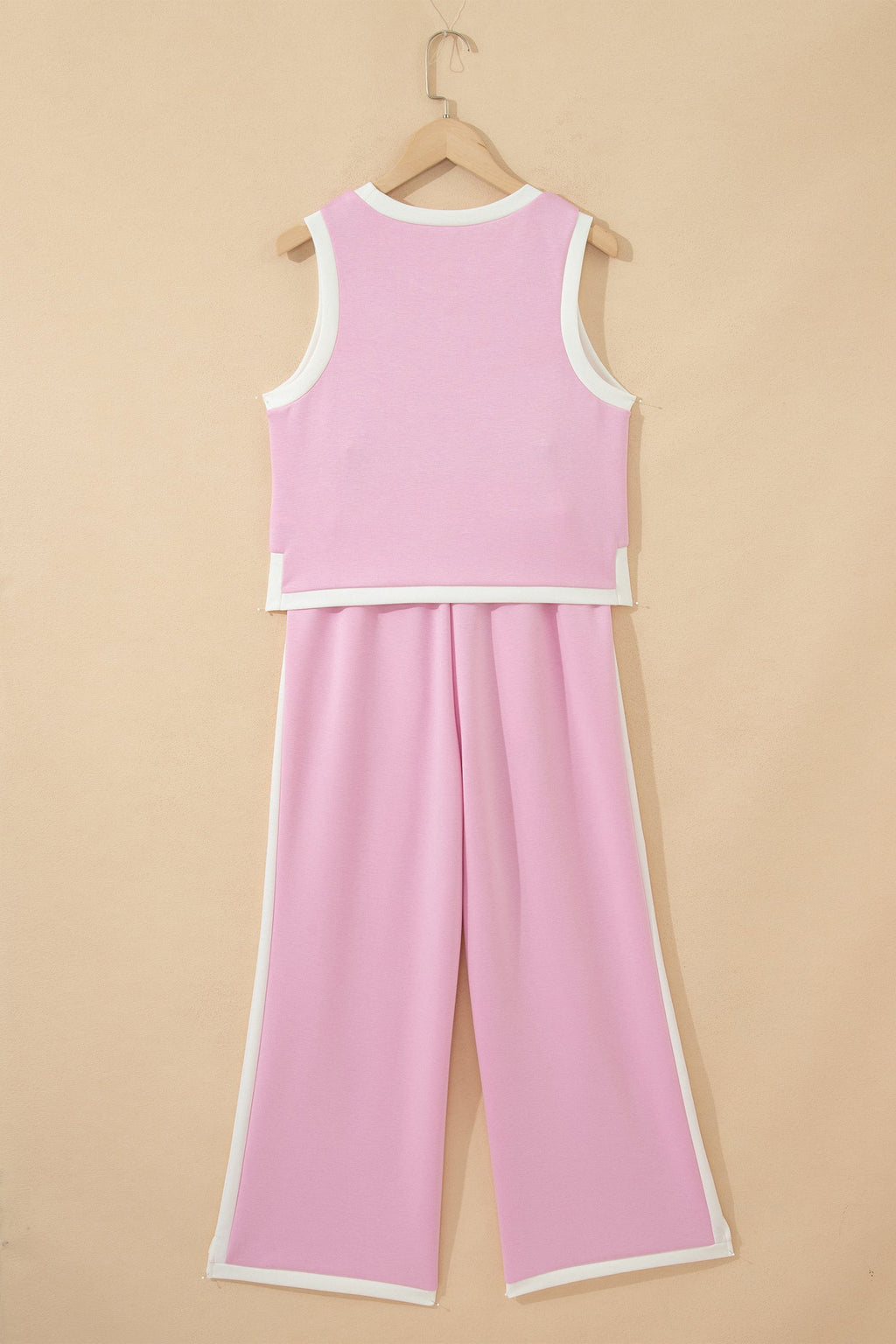 Colorblock Cropped Tank & Elastic Waist Pants Set