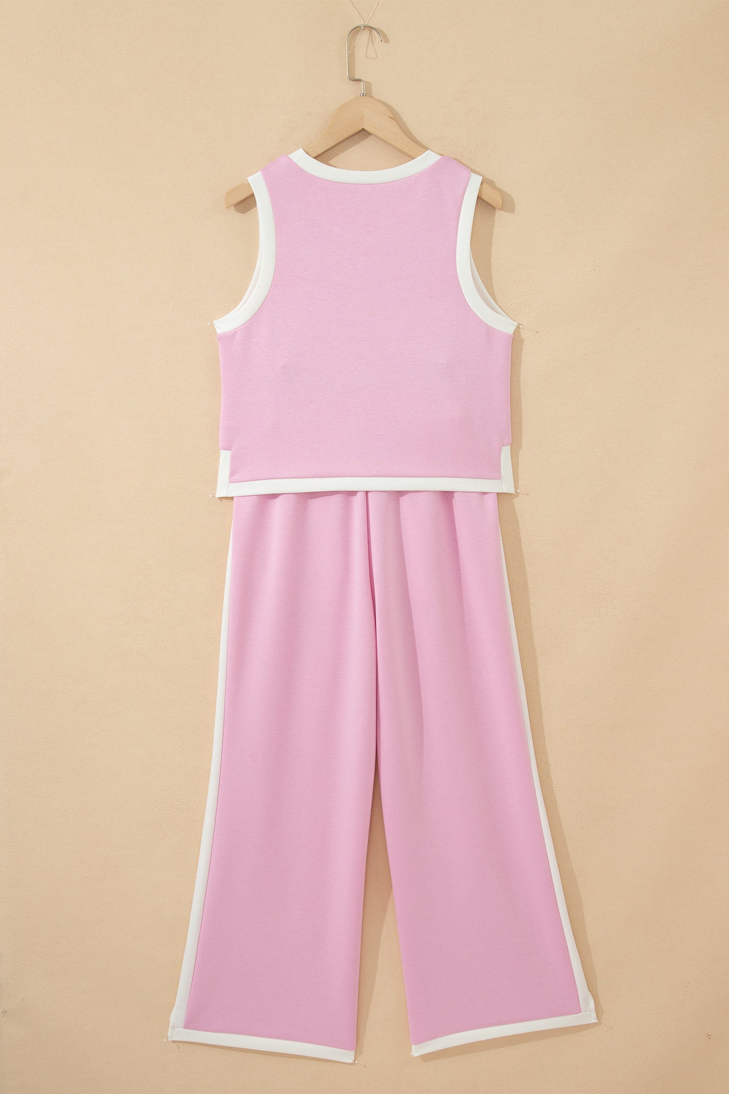Colorblock Cropped Tank & Elastic Waist Pants Set