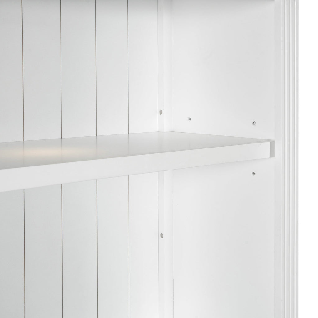 83.4'Tall Bookshelf with Writing Desk, Modern Bookcase with Study Desk, Workstation with Storage Shelf,Storage Bookcase with Open Shelves and LED Lighting for Living Room,Home Office,White