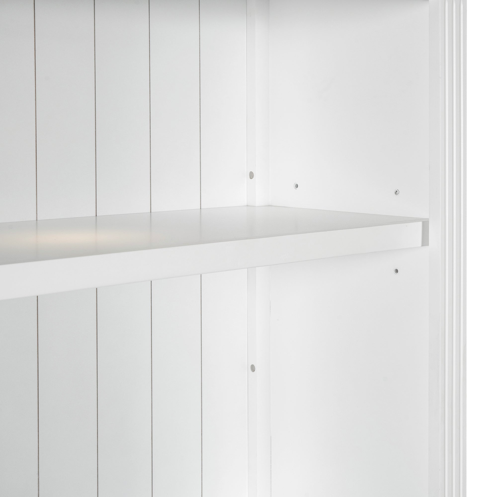 83.4'Tall Bookshelf with Writing Desk, Modern Bookcase with Study Desk, Workstation with Storage Shelf,Storage Bookcase with Open Shelves and LED Lighting for Living Room,Home Office,White