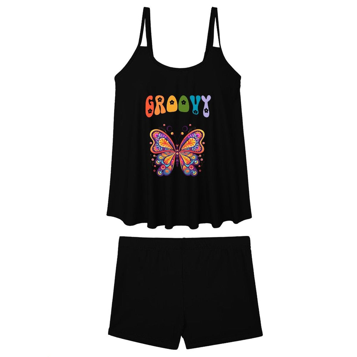 Groovy Butterfly Tankini Two-Piece Swimsuit for Women (Made in USA)