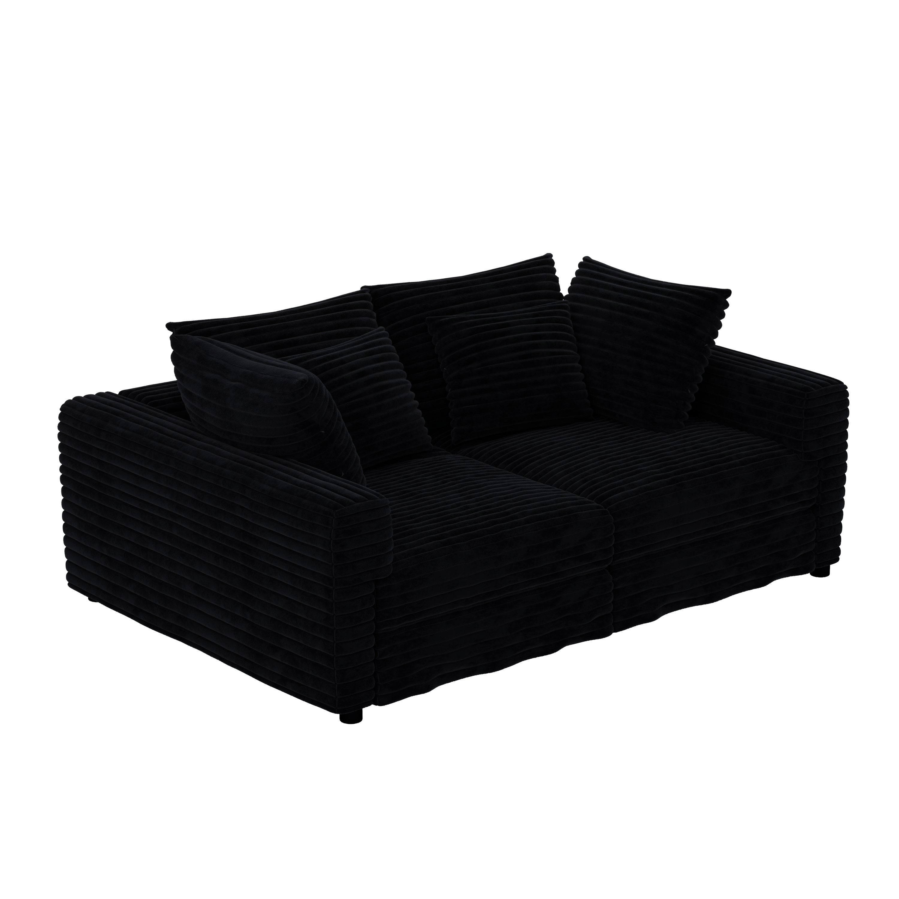 104.3 ' Plush Corduroy 4-Seat Sofa, Modern Comfy Upholstered Sofa Cloud Couch, Deep Seat Couches with Soft Pillows and 2 Ottomans, Convertible Sofa Lounge Chair, for Living Room,Apartment,Office,Black
