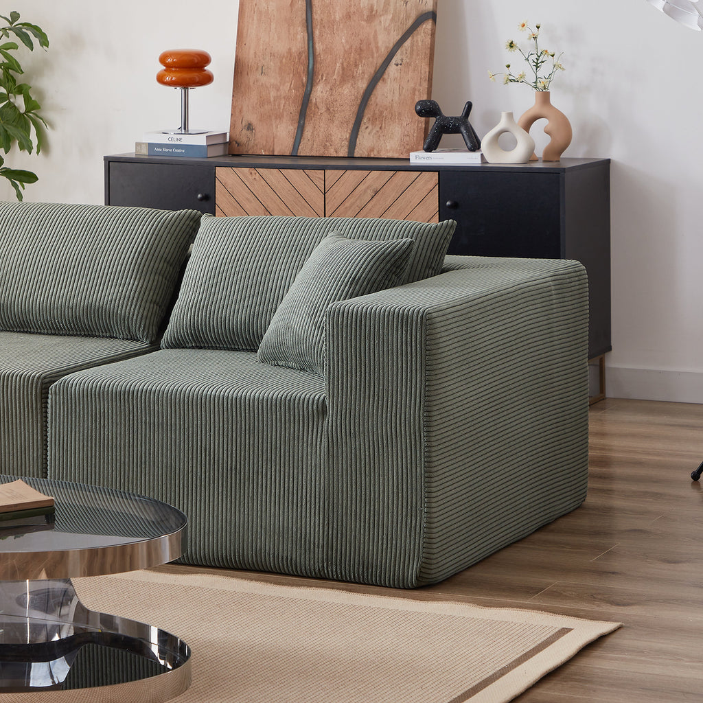 104-Inch Corduroy  Modular L Shaped Sectional Sofa,Luxury Floor Couch Set,Upholstered Indoor Furniture,Foam-Filled Compressed Sofa for Living Room,Bedroom,4 PC Free Combination