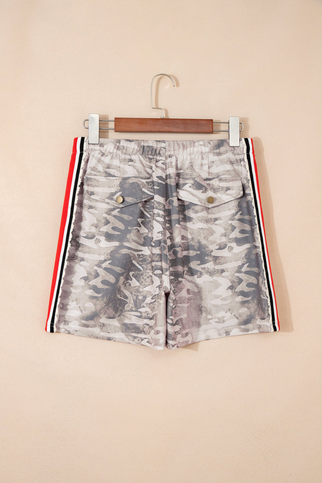 Camo Varsity Stripe Drawstring Waist Shorts