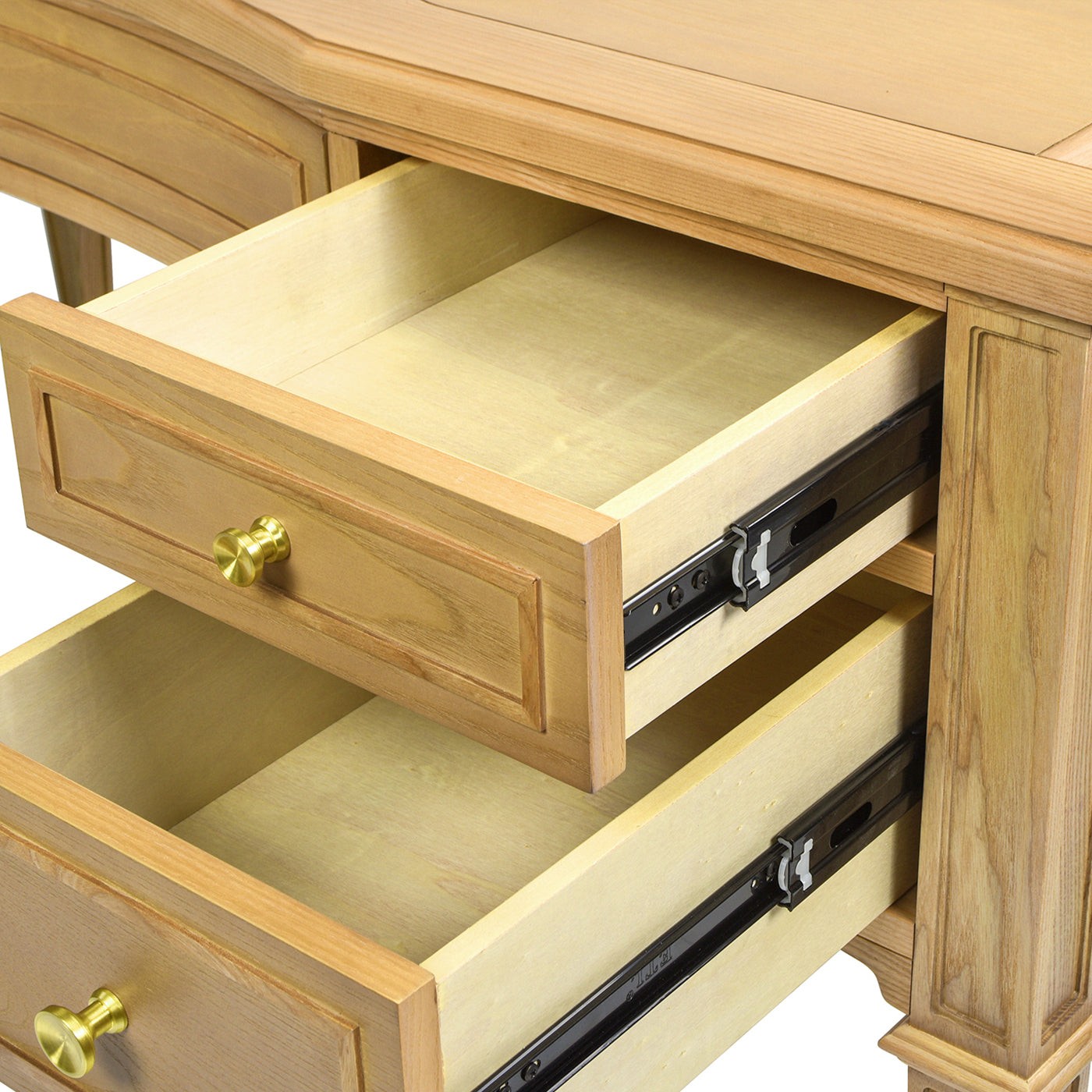 Dauphin Gold Accent 5-Drawer Wood Executive Desk, Natural Brown Wood