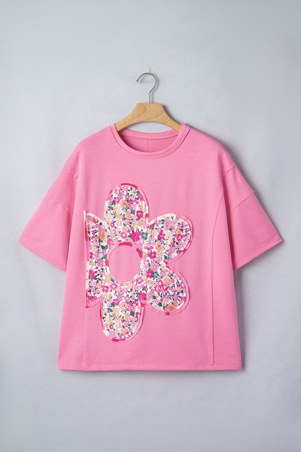 Floral Patchwork Raw Seam Oversize Tee