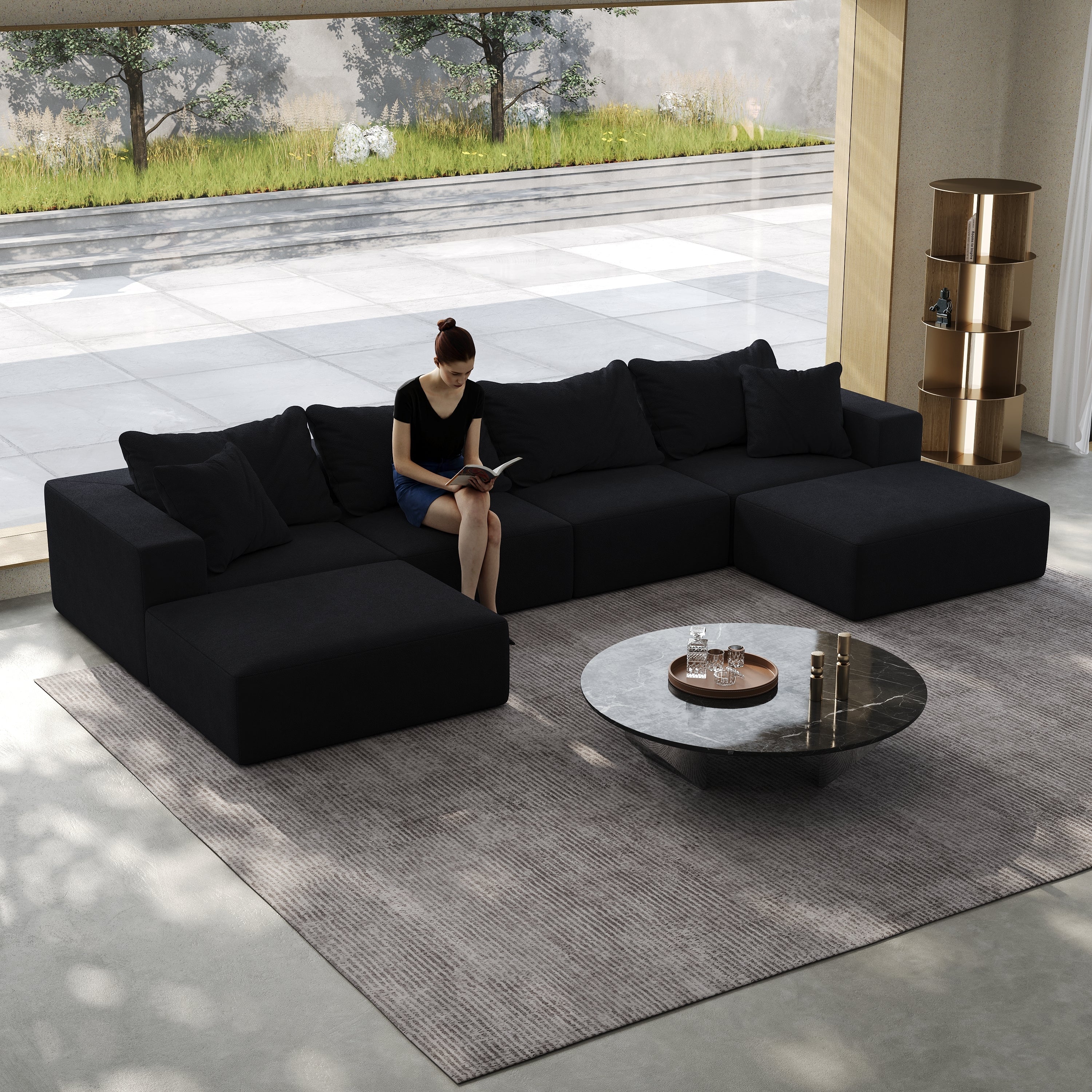 Oversized sponge cloud sofa,Modern Upholstered Sectional Sofa Couch Set,Modular 162' L Shaped Sectional Living Room Sofa Set With 6 Pillows,Free Combination Sofa Couch for Living Room,Bedroom