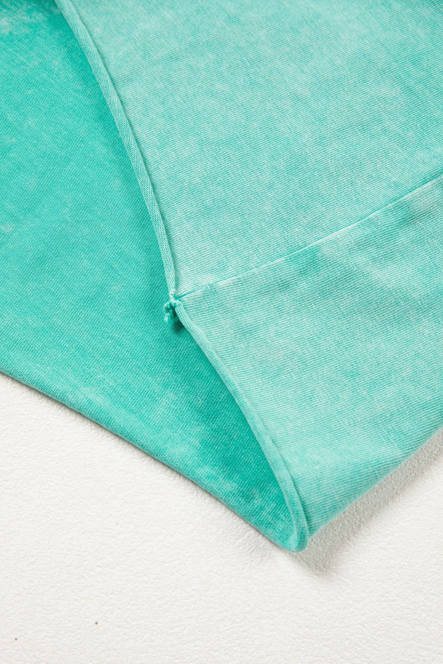 Mineral Wash Drawstring Elastic Waist Raw Edge Shorts
