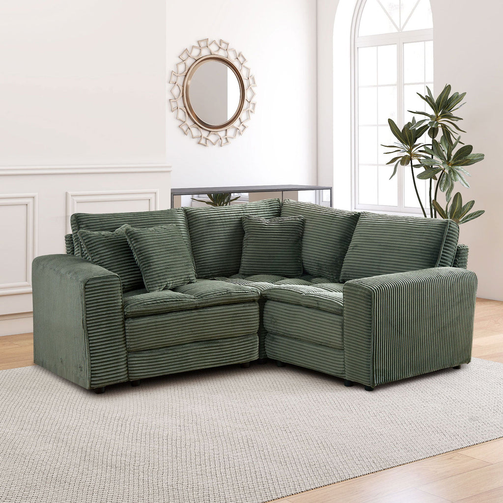 3 Seats(complimentary 3 pillows),Couch with Detachable Seat & Back Cushion, Corduroy Upholstery Sofa&Couch for Living Room,Apartment