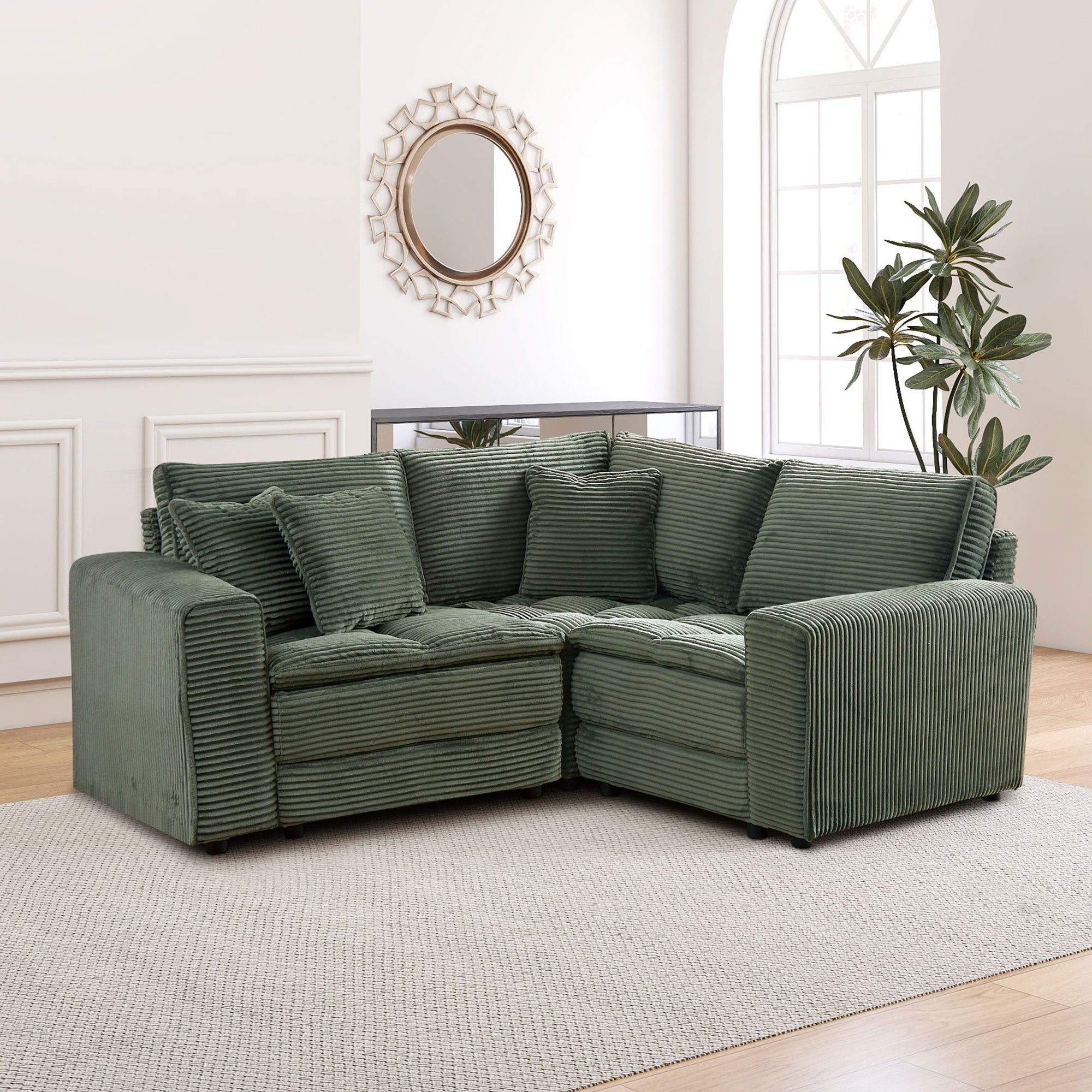 3 Seats(complimentary 3 pillows),Couch with Detachable Seat & Back Cushion, Corduroy Upholstery Sofa&Couch for Living Room,Apartment