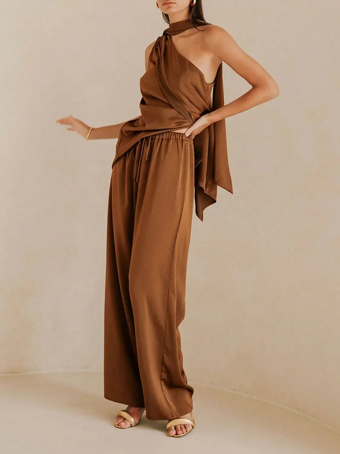 Single Shoulder Top and Pants Set (see size guide under more details)