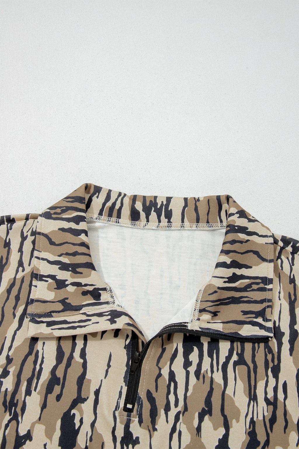 Camo Zipped Collar Kangaroo Pocket Sweatshirt