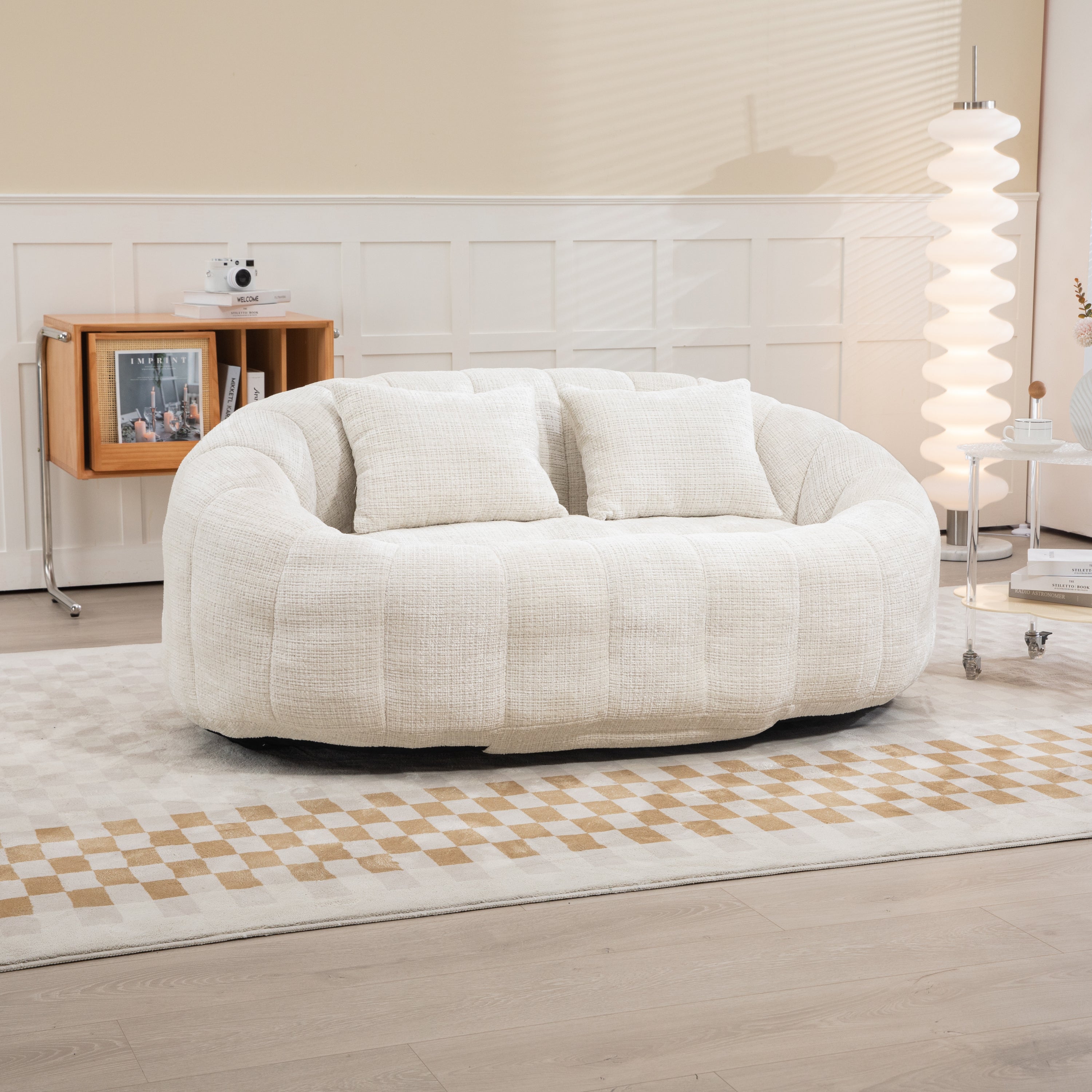 Bean Bag sofa Lazy Sofa Durable Comfort Lounger High Back Bean Bag Chair Couch for Adults and Kids, Indoor & Outdoor, Accent Floor Soft Lounge Chair  (Beige chenille)