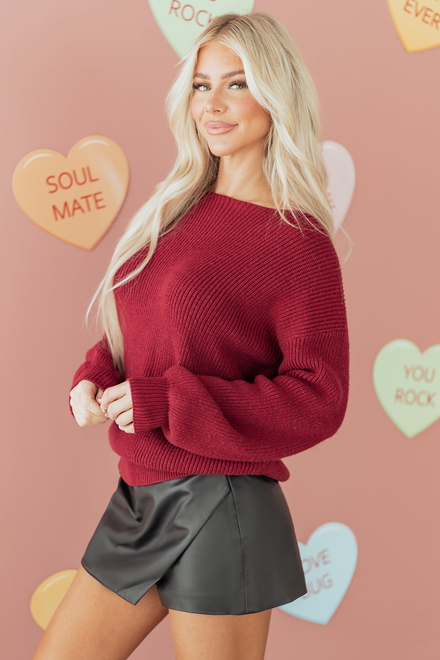Ribbon Knot Backless Drop Shoulder Ribbed Sweater