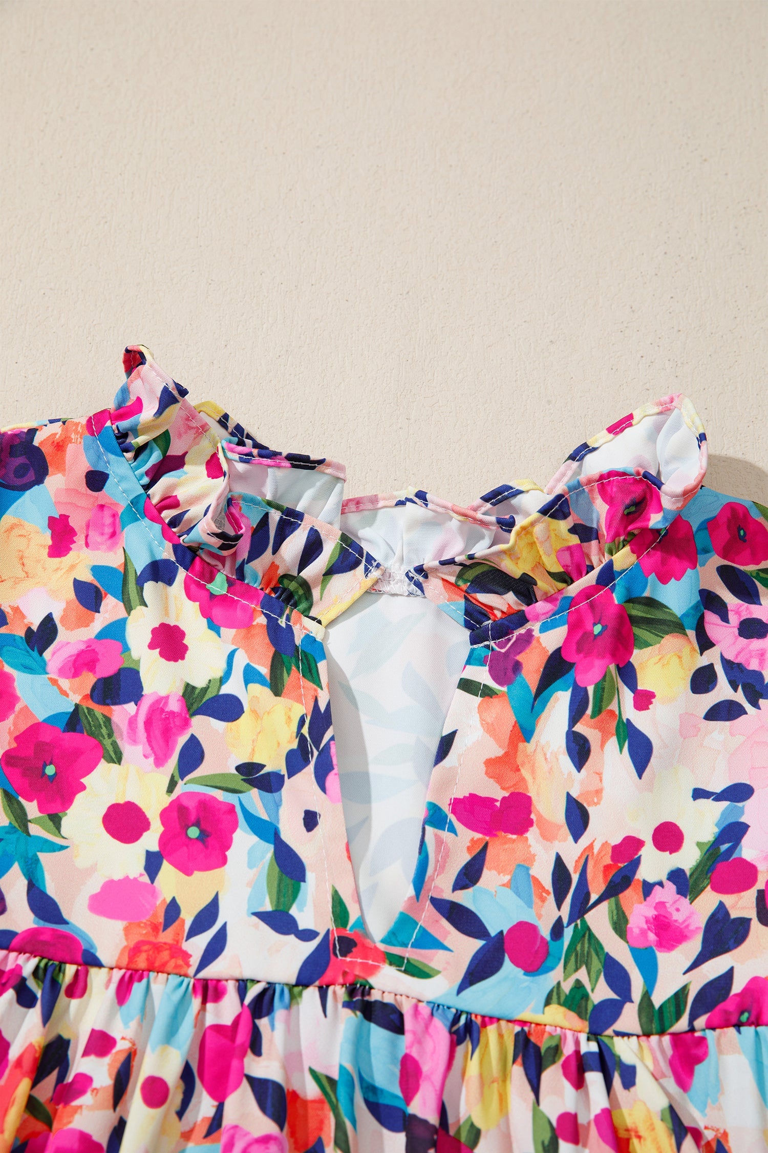 Flower Frilled Collar Puff Sleeve Blouse