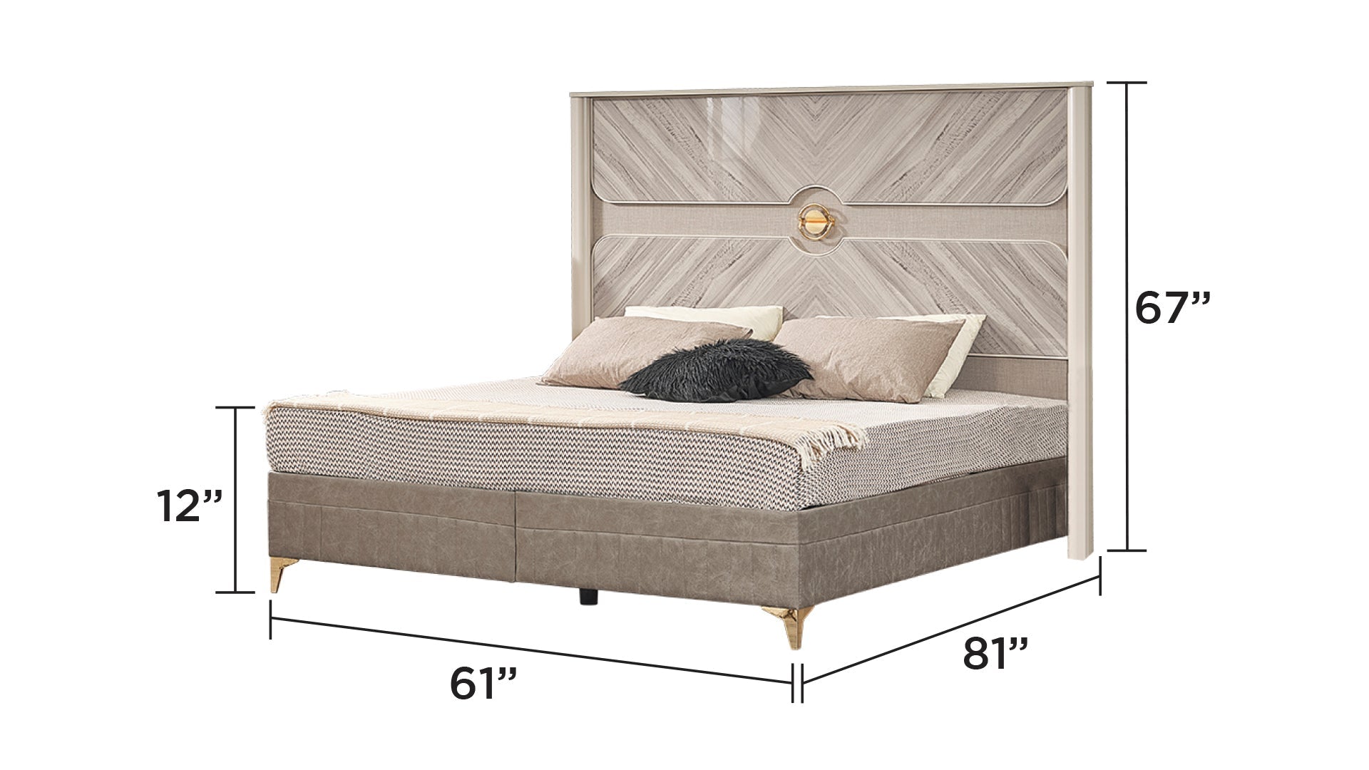 Eternity Traditional Style 5 Pc Queen Bedroom Set Made with Wood and Gold Accents in Beige(NJ INVENTORY)