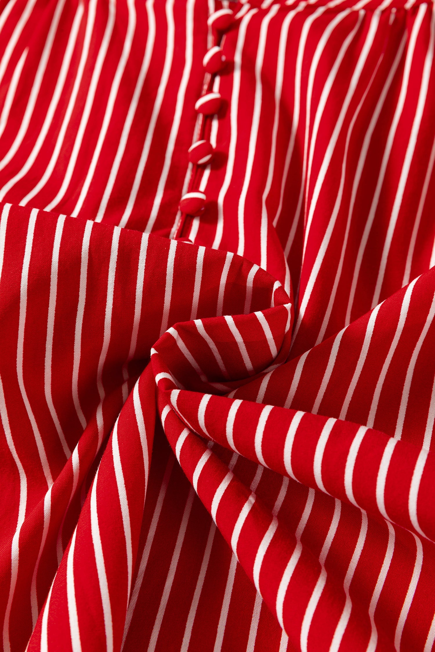 Stripe Ruffle Puff Sleeve Button Front Blouse