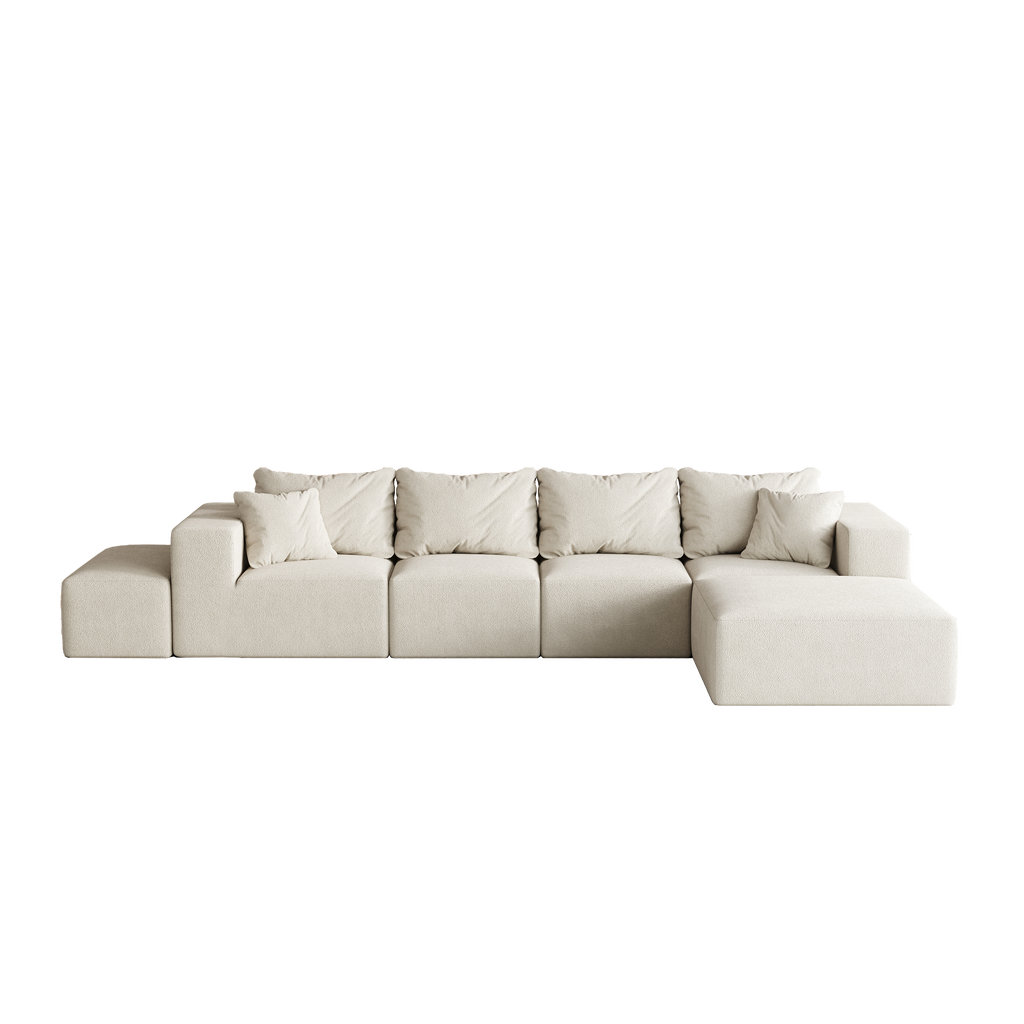 Modern Upholstered Sectional Boneless Couch Set,Modular 132' L Shaped Sectional Living Room Sofa Set With 6 Pillows,Free Combination Sofa Couch for Living Room,Bedroom