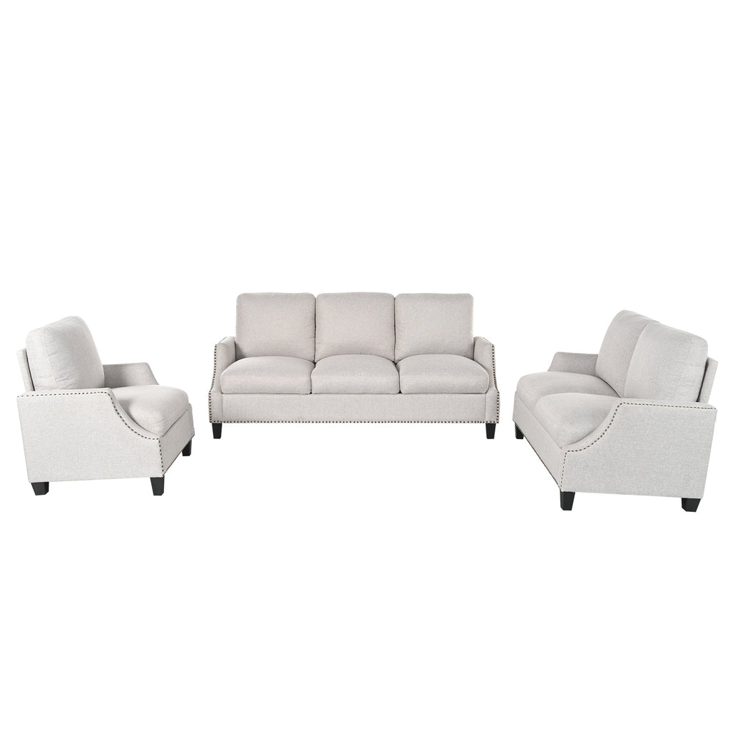 3 Piece Living Room Sofa Sets, Sectional Couch and Loveseat and Armchair Set, Modern 3 Seater Sofa + 2 Seater Couch+ Accent Chair Furniture Set for Apartment
