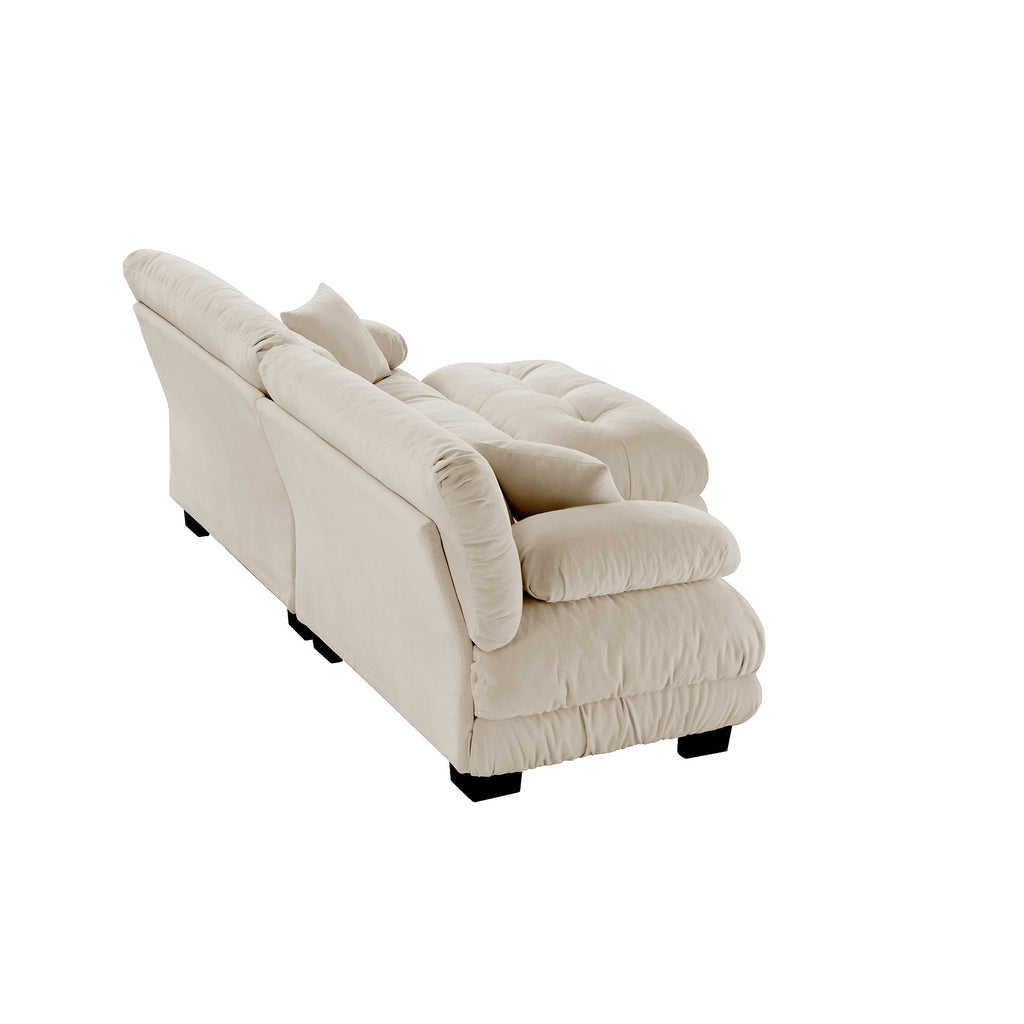 Cloud Couch 2 Seater Sofa for Living Room, Chenille 2 - Seat sofa with 2 Lumbar pillows and 2 throw pillows,Chenille Light coffee