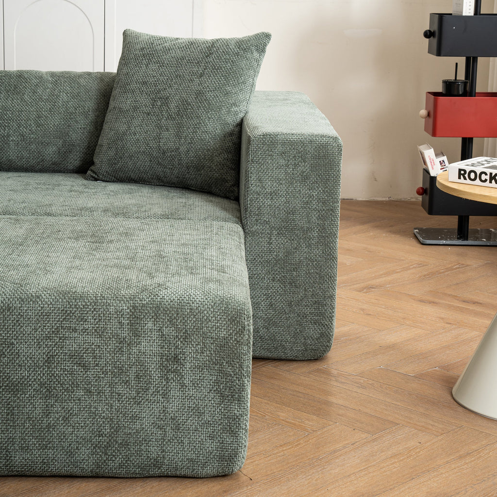 Modular cross-section with L-shaped lounge chair, cloud sofa, living room, bedroom soft cushion sofa - no installation required - chenille fabric (Green)