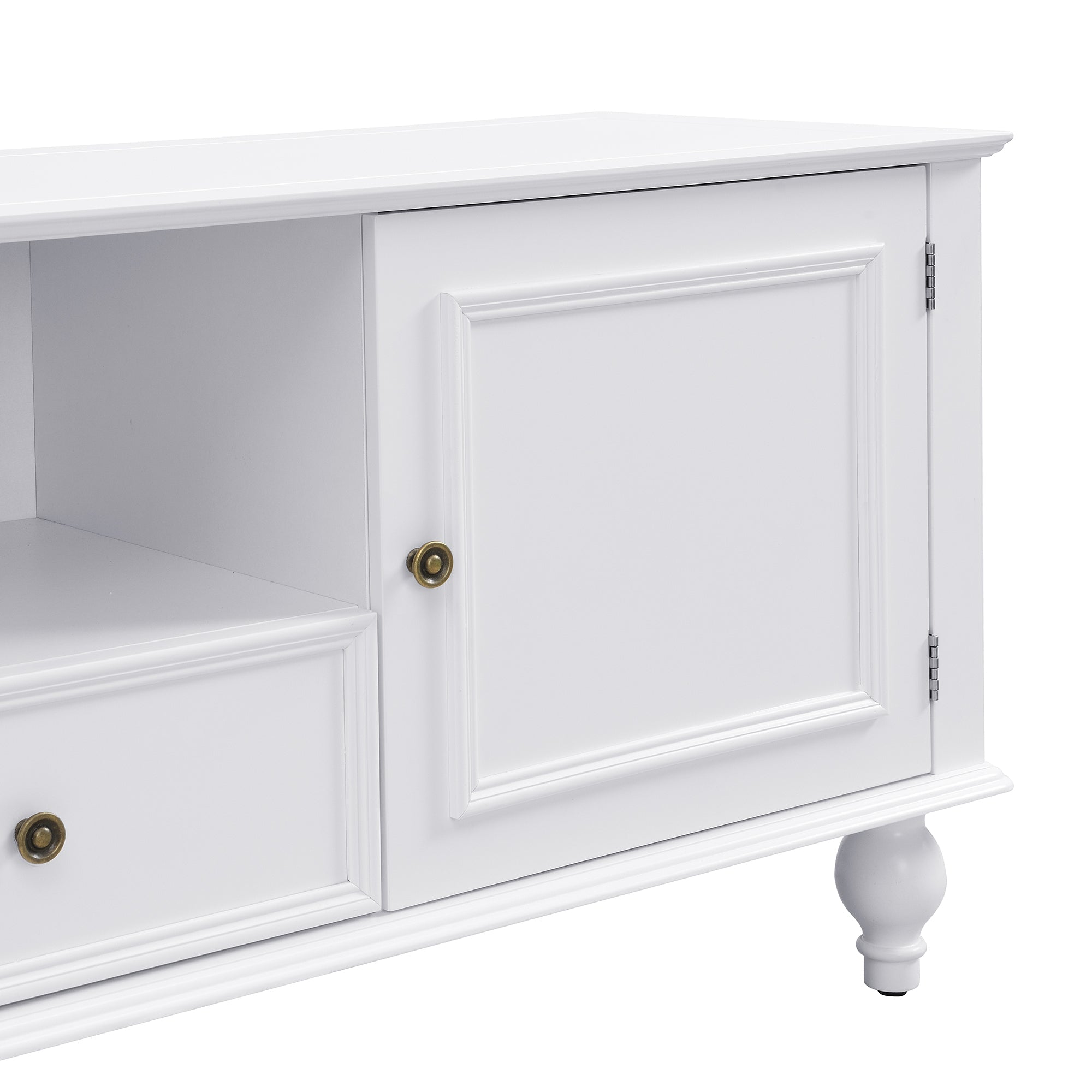U-Can 70.9'' Modern TV Stand for TVs up to 80 Inches, Entertainment Center with Open Compartment, TV Storage Cabinet with 2 Drawers, 2 Cabinets and 5 Solid Legs for Living room