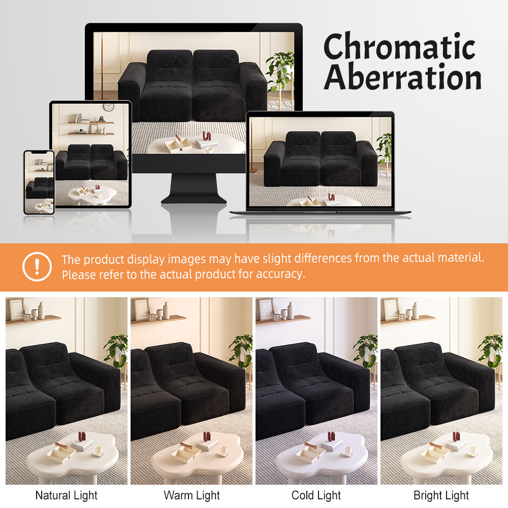 83.6' Modular Sectional 3-Seater Sofa with Tufted Design,Modern Sparkling Chenille Sofa,Deep Seat Couch for Living Room,Apartment, Office,Studio