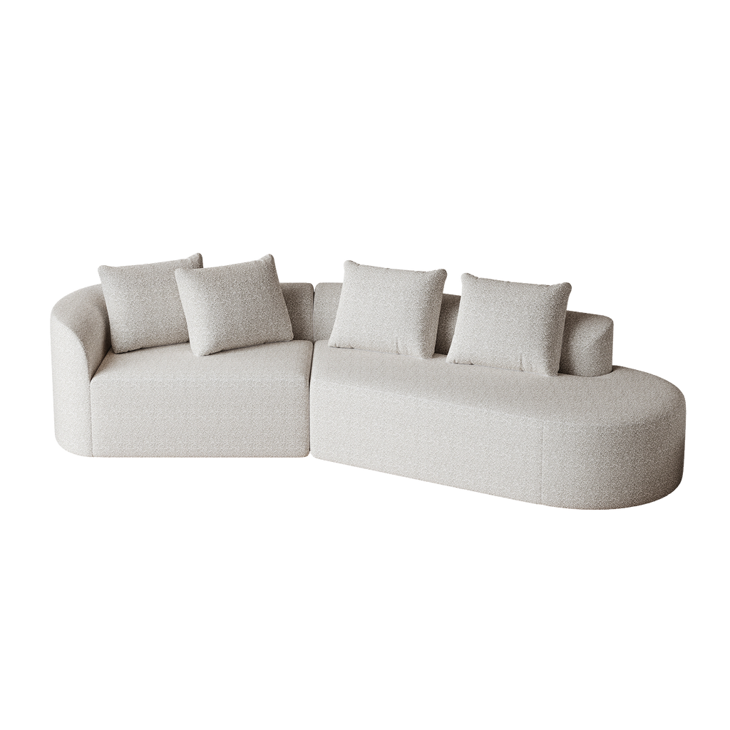 Modern Upholstered Oversized Sectional Sofa, 112-Inch Chenille 4-Seater Extra Deep & Wide Seat Curved Cloud Couch with 4 Throw Pillows, Free Combination Sofa Couch for Living Room,Bedroom