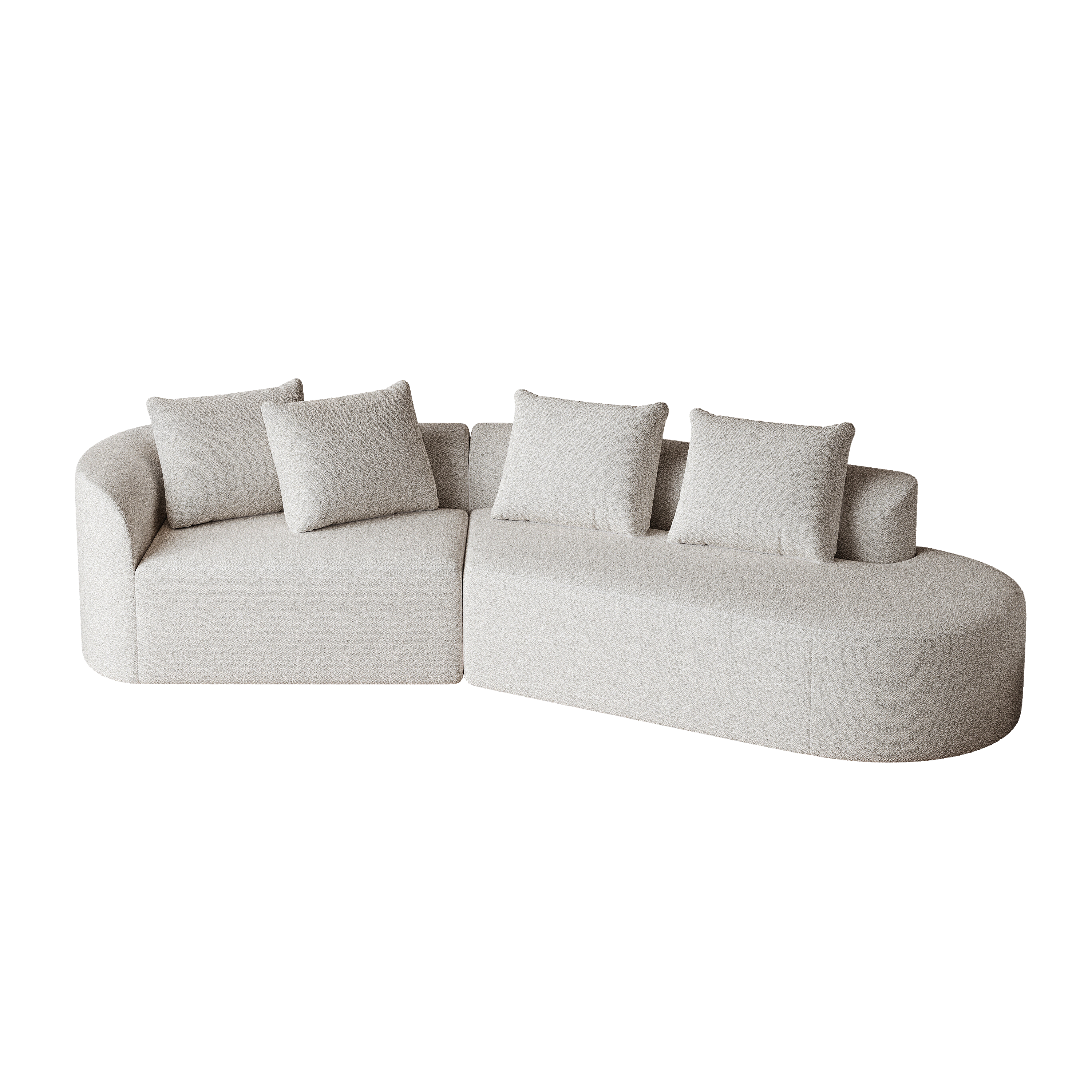 Modern Upholstered Oversized Sectional Sofa, 112-Inch Chenille 4-Seater Extra Deep & Wide Seat Curved Cloud Couch with 4 Throw Pillows, Free Combination Sofa Couch for Living Room,Bedroom