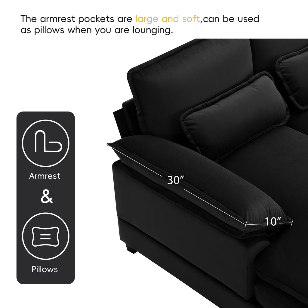 110*55' Modern U-shaped Sectional Sofa with Waist Pillows,6-seat Upholstered Symmetrical Sofa Furniture,Sleeper Sofa Couch with Chaise Lounge for Living Room,Apartment,5 Colours