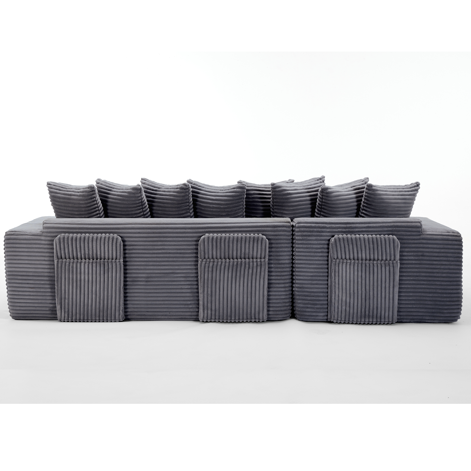 [NEW ARRIVED] [VIDEO PROVIDED] Oversize Cloud Couch, L-Shape Sofa, Convertible Floor Sleeper Sofa Bed, No Assembly ,Eight pillows,3-in-1,Side Pocket,(Left Facing Sofa),3 Seat,Corduroy,Dark Gray