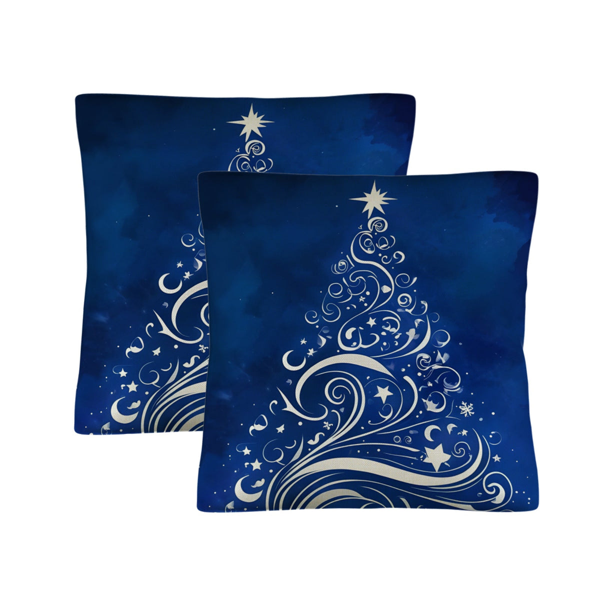 Silver Tree on Blue Background Christmas Pillow Cases Throw Pillow Covers 18x18inch