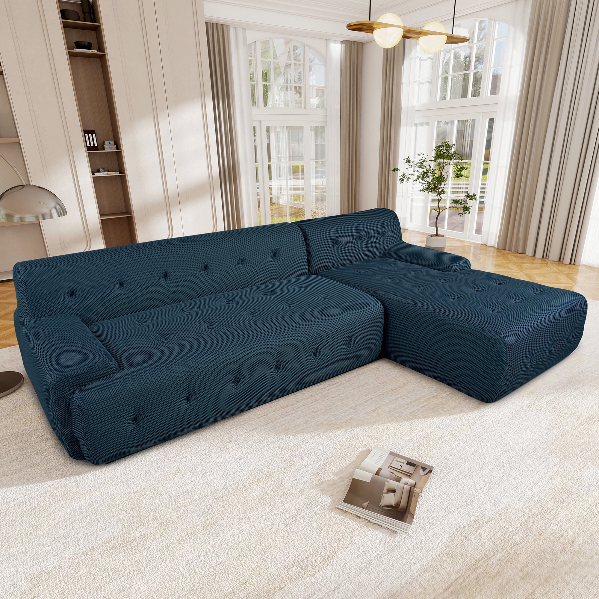 U_Style Modern Large L-Shaped Modular Sofa, Minimalist Style, 2-Piece Set with Free Combinations, Suitable for Living Rooms, Apartments, and Lounges