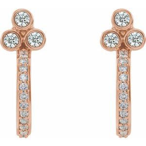 14K Rose Gold 1/2 CTW Natural Diamond Hoop Earrings – image 2