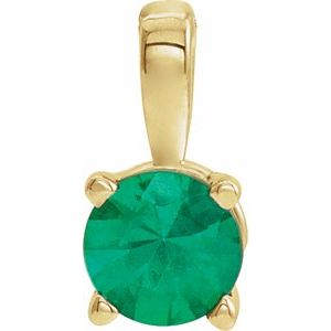14K Yellow Gold 4 mm Natural Emerald Pendant