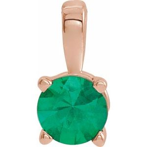 14K Rose Gold 4 mm Natural Emerald Pendant