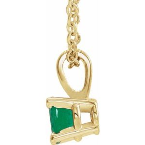 14K Yellow Gold 3 mm Natural Emerald 16-18" Necklace