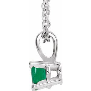 Sterling Silver 5 mm Imitation Emerald 16-18" Necklace