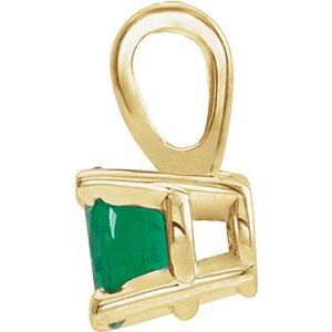 14K Yellow Gold 3 mm Lab-Grown Emerald Pendant
