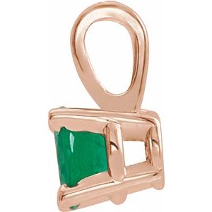 14K Rose Gold 3 mm Natural Emerald Pendant