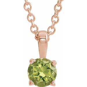 14K Rose Gold 3 mm Natural Peridot 16-18" Necklace