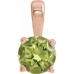 14K Rose Gold 4 mm Natural Peridot Pendant