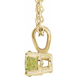 14K Yellow Gold 3 mm Natural Peridot 16-18" Necklace