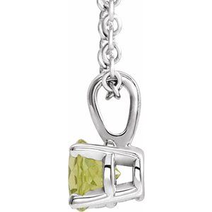Sterling Silver 6 mm Imitation Peridot 16-18" Necklace