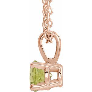 14K Rose Gold 3 mm Natural Peridot 16-18" Necklace