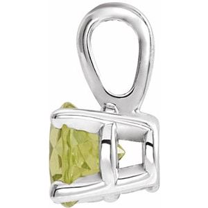14K White Gold 4 mm Natural Peridot Pendant