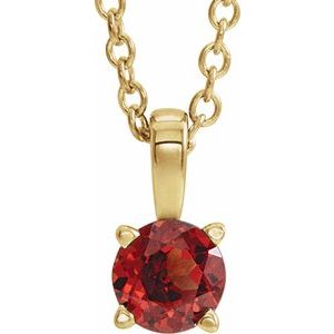 14K Yellow Gold 3 mm Natural Mozambique Garnet 16-18" Necklace