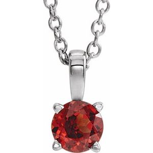 Platinum 3 mm Natural Mozambique Garnet 16-18" Necklace
