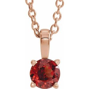 14K Rose Gold 3 mm Natural Mozambique Garnet 16-18" Necklace