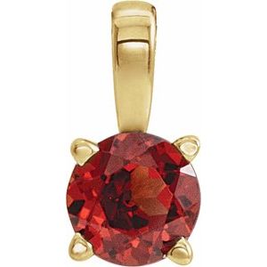 14K Yellow Gold 3 mm Natural Mozambique Garnet Pendant